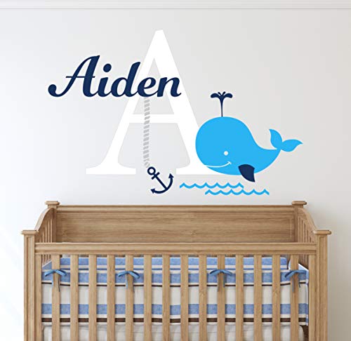Vinilo decorativo infantil con diseño de ballena azul miniatura 3