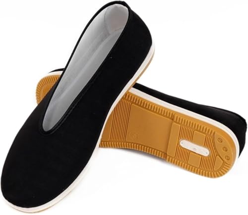 ​Traditional Chinese Kung Fu Slip-On Shoes, Unisex Old Beijing Canvas Footwear with Non-Slip Rubber Sole, Lightweight and Breathable (2 44)