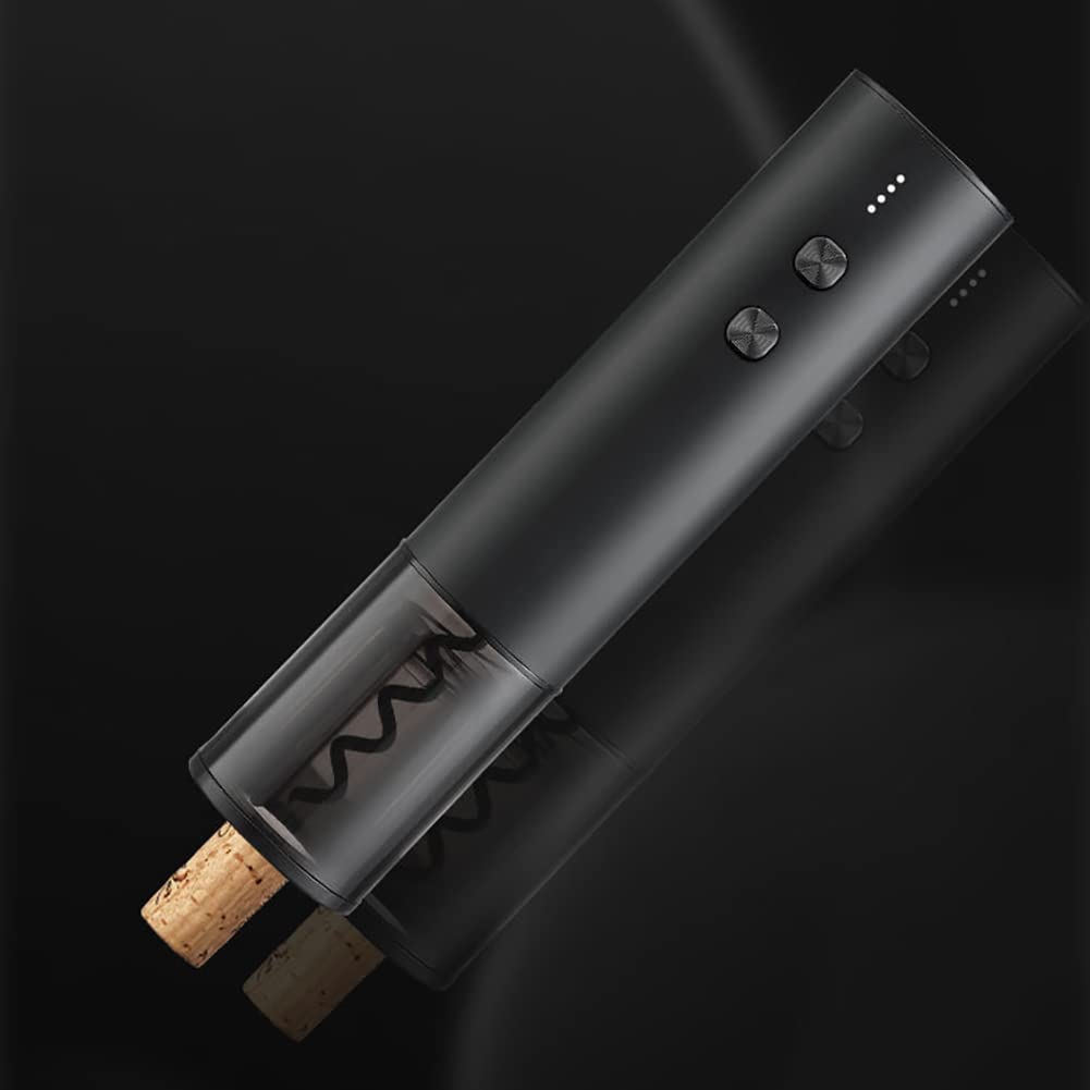 Kit de sacacorchos eléctrico para vino, sacacorchos automático recargable, cortador de papel de aluminio incluido, con cable de carga USB, adecuado para kits de regalo para amantes del vino (negro)