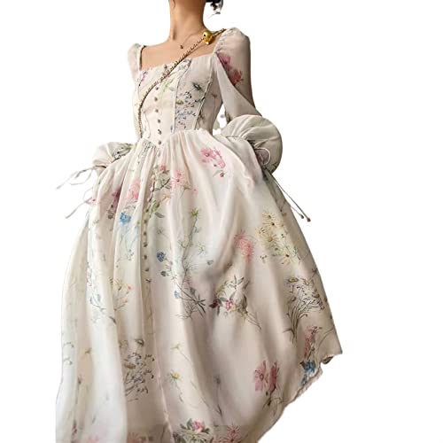 Women's Tea Break French Dresses Printed Thin Fairy Long Dress 2025 New