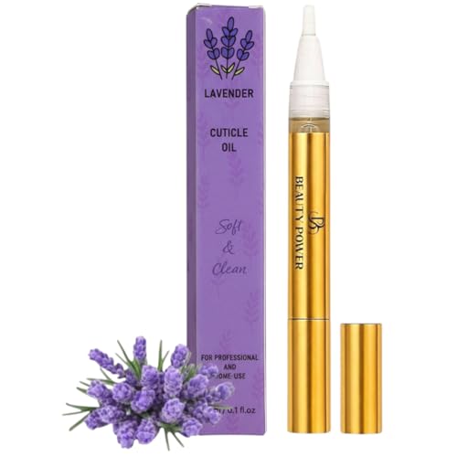 Beauty Power Nail Oil Cuticle Pen - Lavender - Nail Strengthener & Growth Serum with Vitamin A, D, E, B5, Grapeseed & Natural Oils - Repair for Brittle, Peeling, Thin Nails - Gift Idea