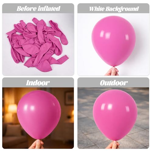 Image of Voircoloria 130pcs Retro Hot Pink Balloons Different Sizes 18 inch 12 inch 10 inch 5 inch Blush Hot Pink Latex Balloon Garland Arch Kit for Birthday Baby Shower Valentine's Day Wedding Gender Reveal Party Decorations