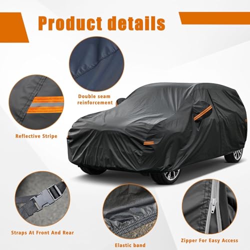 Image of Kayme 7 Layers Car Cover Custom Fit for Fit, Waterproof All Weather for Automobiles,Rain Sun UV Protection.Black
