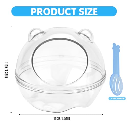 Fadcaer Hamster Sand Bath Container,Small Animal Bathtub with Sand Shovel,Transparent Hamster Toilet Hamster Bathroom for Gerbil Dwarf Hamster Guinea Pig Pet Cage Accessories (14 * 14 * 11 cm) - Image 2