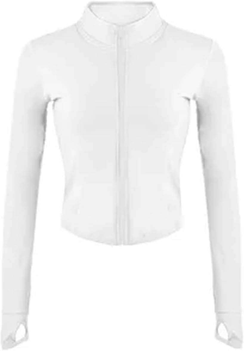 Women Yoga Track Jacket Stretchy Full Zip Slim Running Sports Jacket Sportswear for Gym, Yoga, Jogging(White,XL)