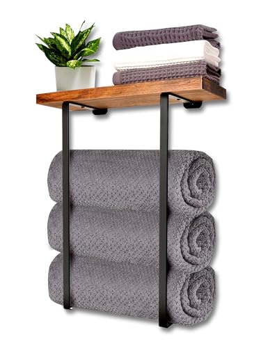Vonia Portasciugamani Bagno - Portasciugamani - Portasciugamani - Mensola da parete Legno - Portasciugamani