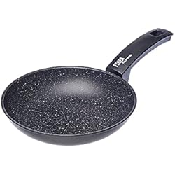 Moneta Sartén Etnea con Superficie de Piedra Antiadherente y con Revestimiento Antirayaduras, Mayoría de Las Cocinas, Apta para el Lavavajillas, Diámetro 20 cm, Negro