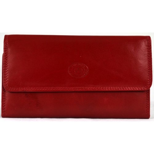 Image of Ladies Soft Nappa Large Matinee Leather Purse with Back and Inner Zip (Dark Red)