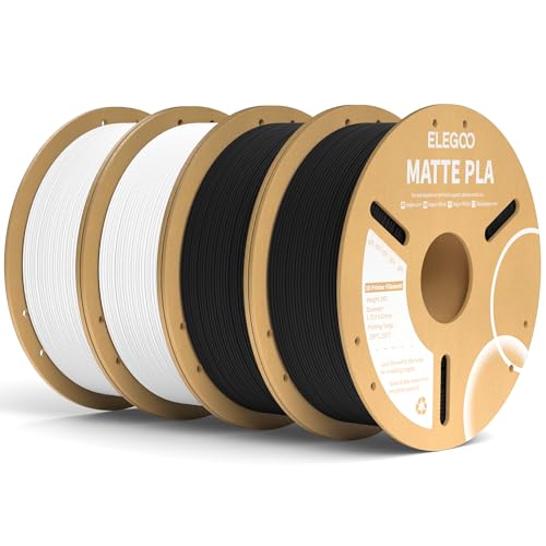 ELEGOO Matte PLA 3D Printer Filament Black/White 4KG 1.75mm, Matte Finish