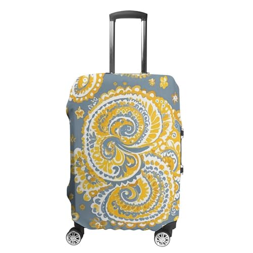 Yellow Paisley Pattern Luggage Cover Elastic Luggage Covers for Suitcase Travel Luggage Covers Anti-Scratch Washable Suitcase Sleeve Fits 19-32 Inch Luggage