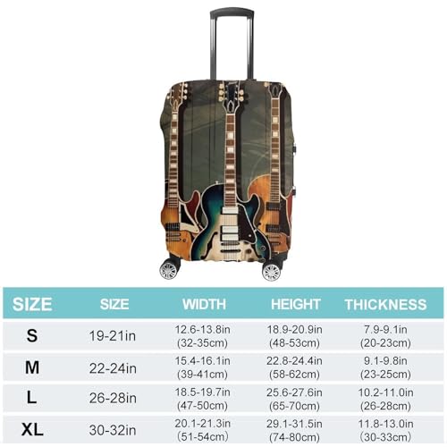 Guitars Art Luggage Cover, Washable Elastic Suitcase Cover Protector Fit 18-32 Inch Luggage2