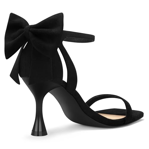 Carcuume Women's Square Toe Heels Bow Tie Ankle Strap Heel Sandals Open Toe Wedding Shoes2