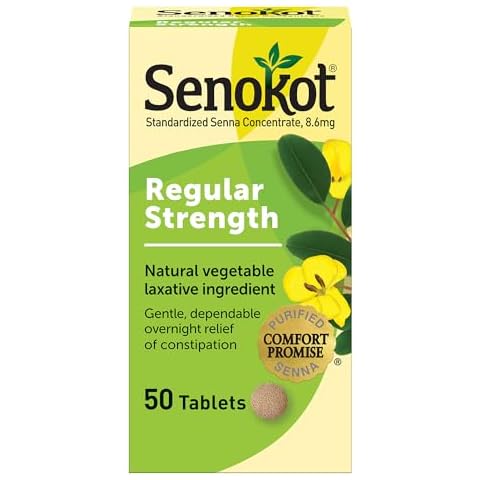 Senokot Regular Strength Tablets Natural Vegetable Laxative Ingredient, 50 Count Cover