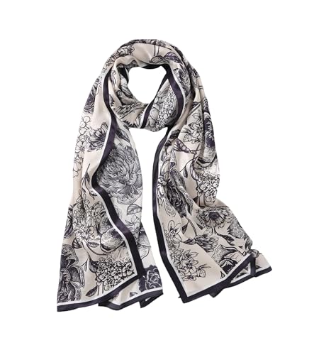 Jeelow 100% Mulberry Pure Real Silk Scarf Lightweight Chiffon Shawls And Wraps Sheer For Women Oblong