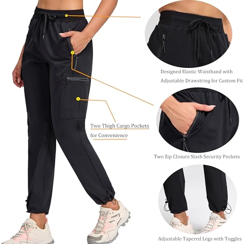 Oalka Women's Hiking Pants Water Resistant Quick Dry Cargo Pockets Pants - Image 5