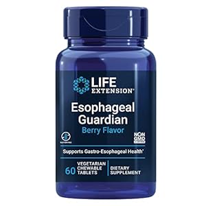 Life Extension Esophageal Guardian – Gastric Discomfort Supplements – Up To 4 Hours of Digestive Comfort & Relief – Berry Flavor, Gluten Free, Non-GMO – Vegetarian Chewable Tablets 60 Count