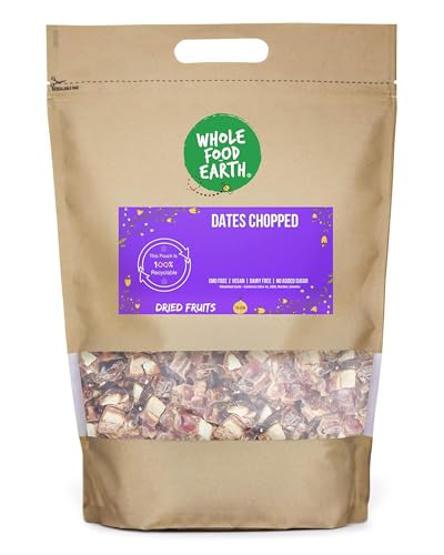 Wholefood Earth - Dátiles picados, 2 kg, sin transgénicos, fuente de fibra