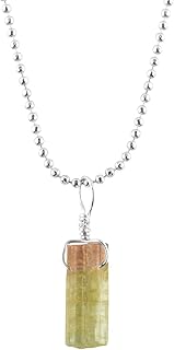 Natural Raw Green Tourmaline Gemstone Pendant Necklace, Rough Chakra Stones, Healing Crystals, Silver Plated Chain, Gift for Women, Birthstone, Dainty Necklace, Raw Gemstones Jewelry 18 inch
