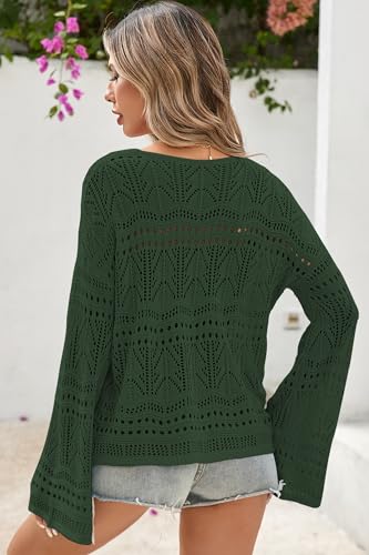Image of Cakulo Womens Summer Crochet Tops Boho Off Shoulder Sweaters Lightweight V Neck Loose Vacation Resort Wear 2026