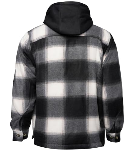 Image of Yasumond Mens Hoodies Fleece Jacket Plaid Flannel Heavy Sherpa Lined Hooded Zip Up Warm Winter Coats Big Tall