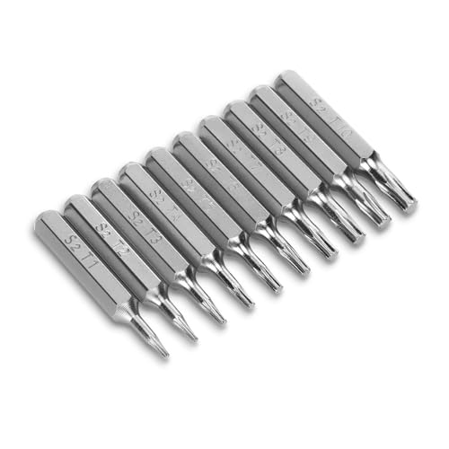 10PCS Precision Screwdriver Bits (Plum Type) 28mm Long Torx T1 T2 T3 T4 T5 T6 T7 T8 T9 T10 Miniature Phillips Drill Bit Set Apply to Car Truck Engine Motorcycle Cell Phone