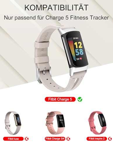 Wearlizer Kompatibel mit Fitbit Charge 6/Charge 5 Armb&auml;nder f&uuml;r Damen Herren, Weiches Lederarmband Ersatzarmband,Schlankes Armband zubeh&ouml;r f&uuml;r Charge 6/Charge 5 Activity Tracker