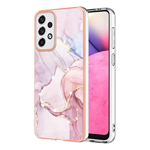 QIWEIQINGWH Coque Compatible avec Samsung Galaxy A33 5G Marbre Coque, Silicone Paillette Antichoc Flexible Housse de Protection en TPU Marbre Motif Galaxy A33 5G Case.Rose Gold YBD Cover