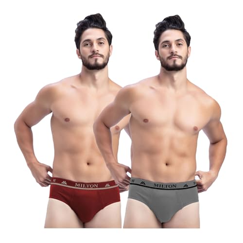 Image of Milton Mens Pure Cotton Solid Briefs|Soft Breathable Underwear for Men|Outer Elastic Comfort Fit Waistband|Skin-Friendly Essentials|Multi-Color, Color Name May Vary as per Availability|Pack of 2