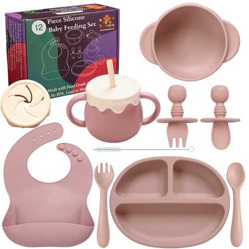 Image of Chub Grub Silicone Baby Feeding Set | Baby Led Weaning Supplies | Suction Plates For Baby | Baby Plates and Bowls | Baby Feeding Essentials Kit