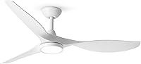 Roomratv 52 Inch Ceiling Fan with Lights - Quiet Reversible DC Motor, 3 Color Temps, Large Airflow Modern White Fan