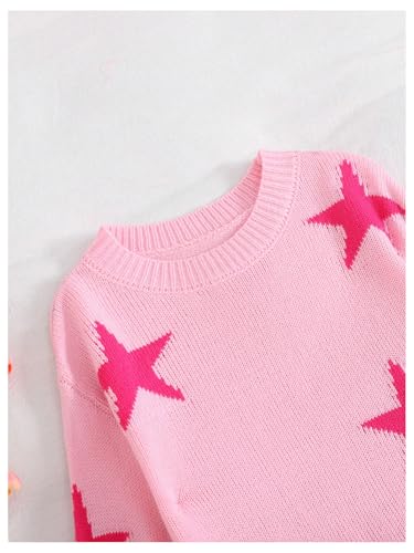 WDIRARA Toddler Girl's Star Sweater Crewneck Long Sleeve Knit Top Cute Knitwear3