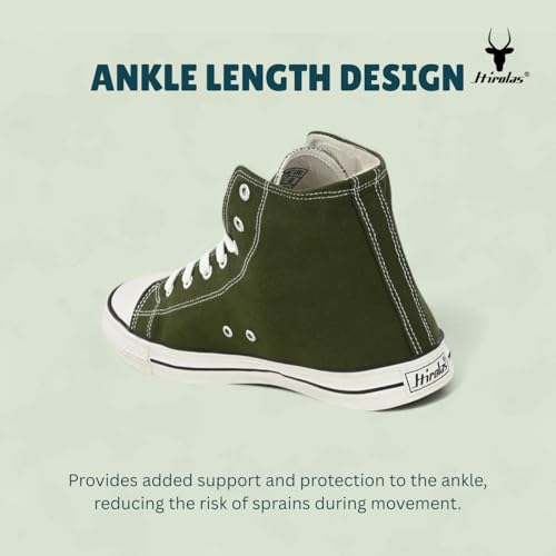 Image of Hirolas Men's Vulcanized Canvas Rubber Toe High Ankle Skateboard Sneakers Shoes.