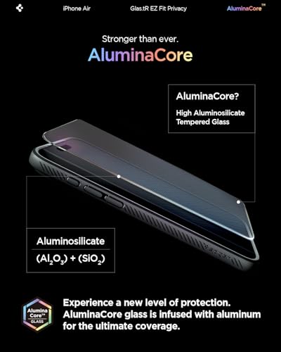 Image of Spigen EZ Fit Privacy Tempered Glass Screen Protector Guard for iPhone Air [2 Pack]