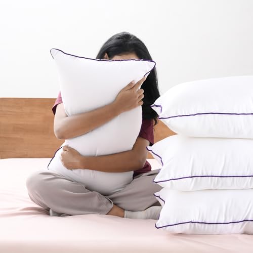 Wakefit Microfibre Sleeping Pillow | Set of 4 | Standard Size 27x16 Inch | Super Soft & Fluffy | Breathable & Hypoallergenic | Microfibre Filling | Pr