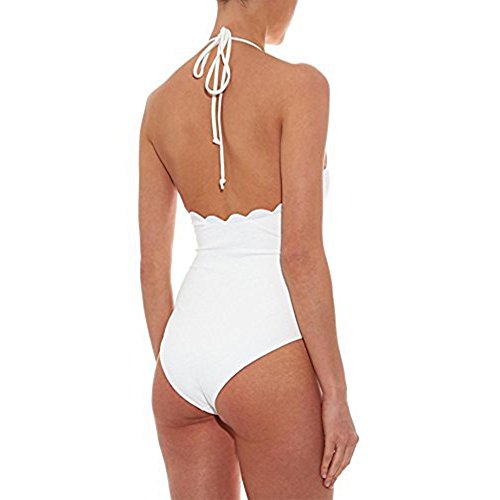 Maillot de Bain Une Pièce Maillot de Bain Femme Maillot de Bain Femme Monokini Maillot de Bain Réglable Haut Dos Nu Dos Nu (L=EU 38-40, Blanc) Cover