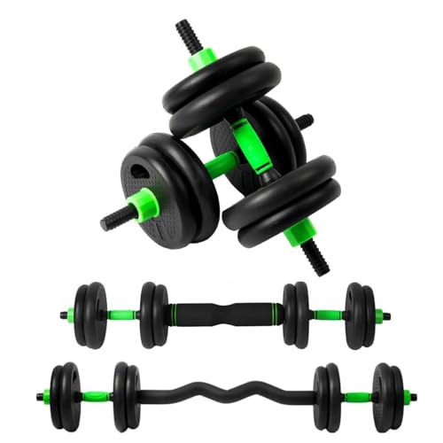 EIGFOH Pesas y Mancuernas Ajustables 10/15/20/30/40 KG Juego de Pesas 3en1 con Barra Recta y Curva, Mangos Antideslizantes, Kit Mancuernas para Gimnasio en Casa