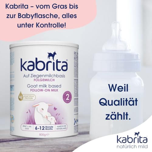 KABRITA | Ziegenmilch Folgemilch 6-12 Monate | Hochwertige Babynahrung - Baby Milch, nahrhaft* und sanft zum Babybauch | Inhalt: 800g Babynahrung-Milchpulver