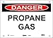 Master Lock S18502 20" Width x 14" Height Polypropylene, Black and Red on White Safety Sign, Header "Danger", Legend "Propane Gas"