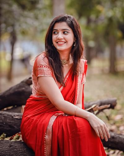 Image of C J Enterprise Women's Banarasi Saree Pure Kanjivaram Style Silk Saree With Blouse Piece for Wedding (Shiv-1)