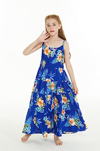 Image of Matchable Family Hawaiian Luau Men Women Girl Boy Clothes in Hibiscus Blue