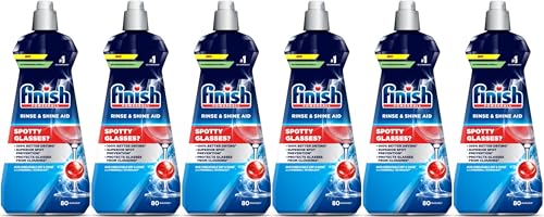 Finish Dishwasher Rinse & Shine Aid | For Drier Glasses and Spot Prevention | Pack of 6, 400ml each | Packaging May Vary