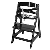 roba Trona Evolutiva de Madera Negra Sit Up III, Altura Ajustable, de 6 Meses, Soporta 70 kg, Silla Resistente para Bebés con Barra de Seguridad
