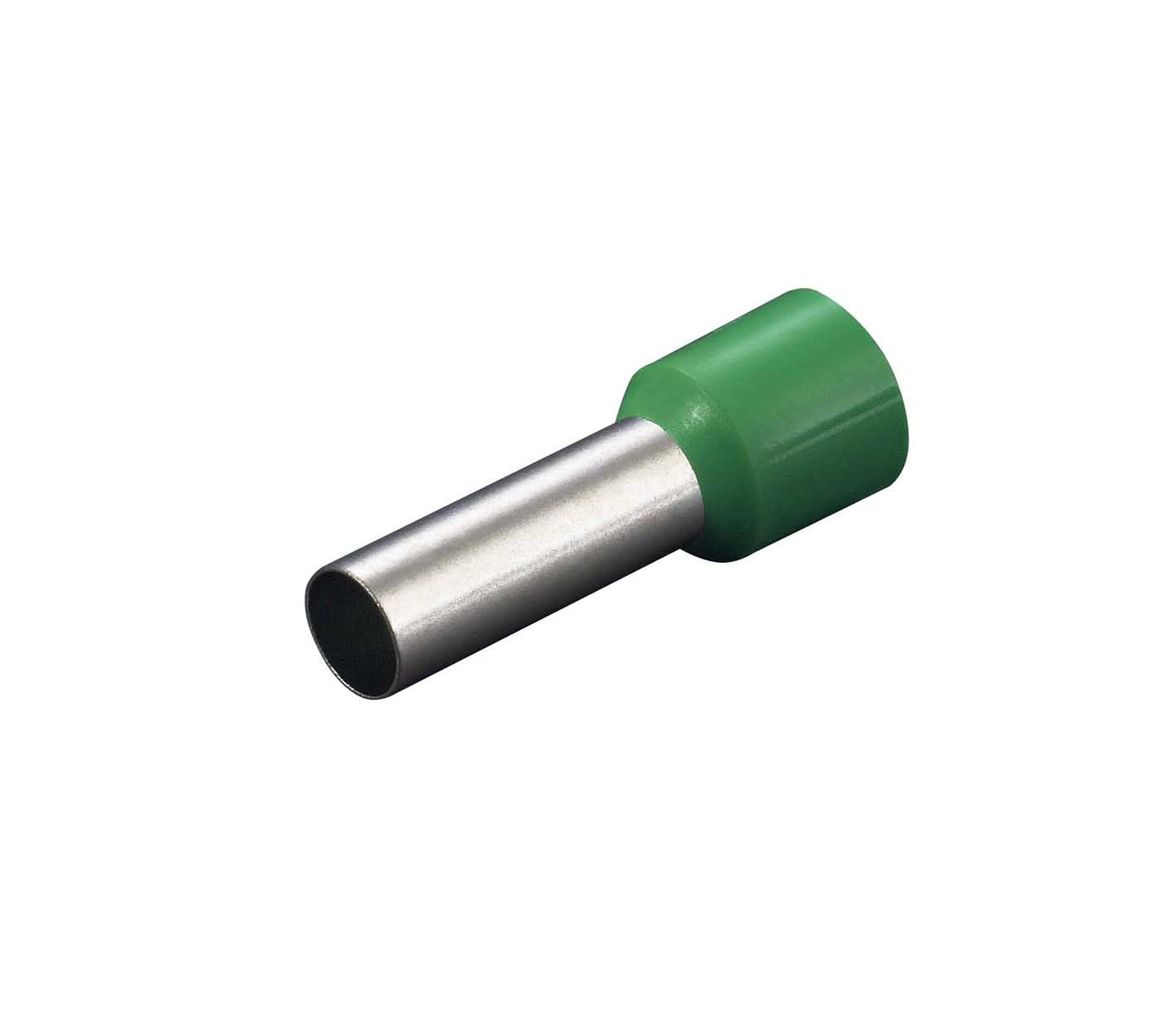 Ukcable-Ties Green Cable Cord End Terminals 16.0Mm² Single Entry Bootlace Ferrules - (Pack Of 100)