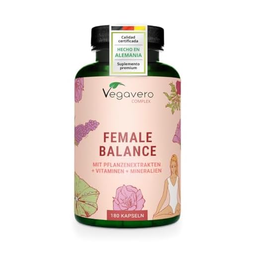 FEMALE BALANCE Vegavero® | Síndrome Premenstrual (PMS) y Acné Hormonal | Sauzgatillo (Vitex Agnus Castus), Acido Folico, Maca Roja, Magnesio | 180 Cápsulas | Sin Aditivos & Vegano