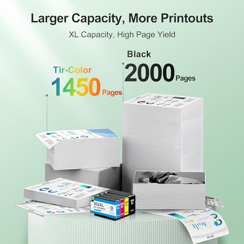 Image of 952XL Ink Cartridges (4-Pack) for HP 952XL Ink Cartridges Combo Pack High Yield Works for HP OfficeJet 8702, OfficeJet Pro 7720, 7740, 8210, 8710, 8720, 8730, 8740 Printer (Black Cyan Magenta Yellow)