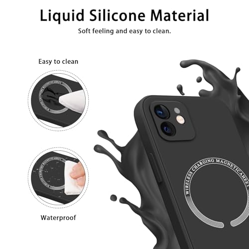 Image of Meliya Magnetic Case for iPhone 12mini Phone Case with MagSafe, Camera Protection Ultra Slim Shockproof Bumper Liquid Silicone Case with Microfiber Lining,Black