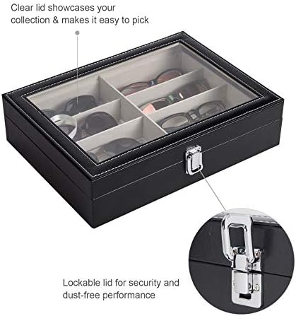 CO-Z Leatherette Sunglasses Eyeglasses Eyewear Box Glasses Organizer Display Storage Case (8 compartments)