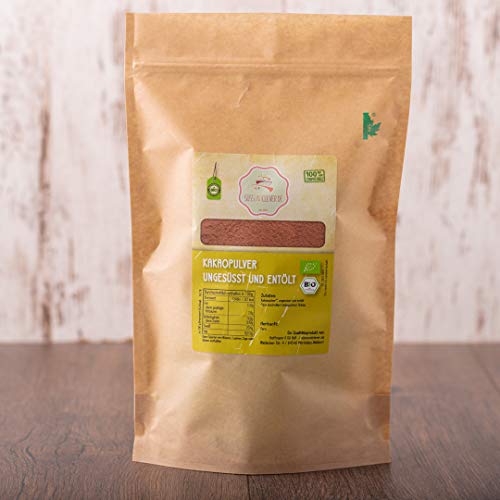 süssundclever.de® Bio Kakao Pulver | 1 kg | reines Kakaopulver, ungesüsst | stark entölt | hochwertiges Naturprodukt | plastikfrei und ökologisch-nachhaltig abgepackt