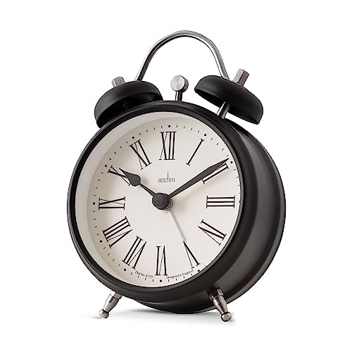 Acctim Shefford Analogue Faux Double Bell Small Alarm Clock (Black) - Image 2