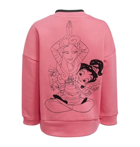adidas Girls Disney Comfy Princesses Crew Sweatshirt, Joy Pink/Black, Small2